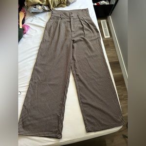 Houndstooth Wide Leg Trousers